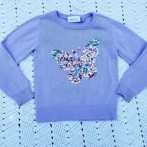 Butterfly sequined light purple sweater